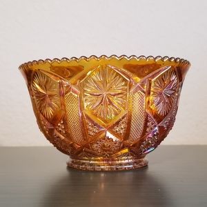 Imperial Glass Vintage Amber Carnival Star & File Victorian Style Candy Dish